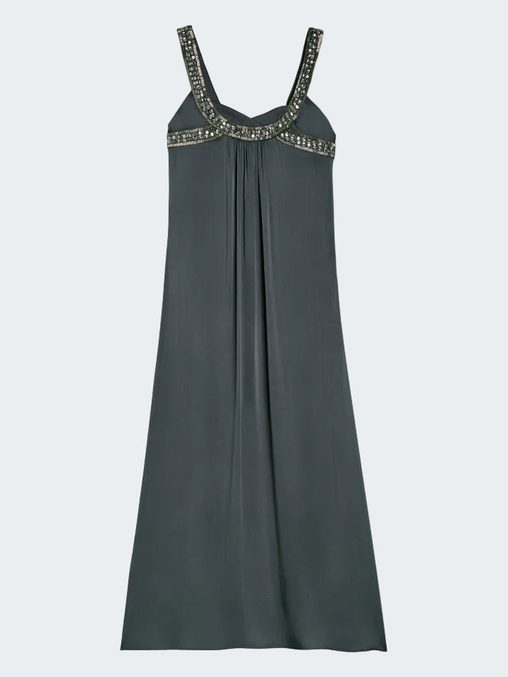 Embellished Silk Stretch Dress