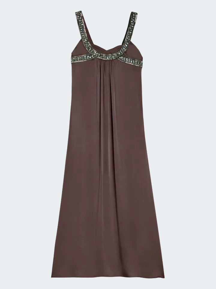 Embellished Silk Stretch Dress