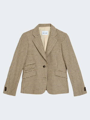 Houndstooth Wool Tailored Jacket