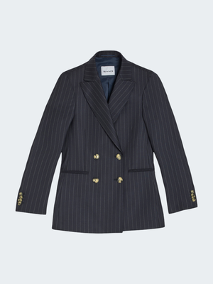 Double-breasted pinstripe wool blazer