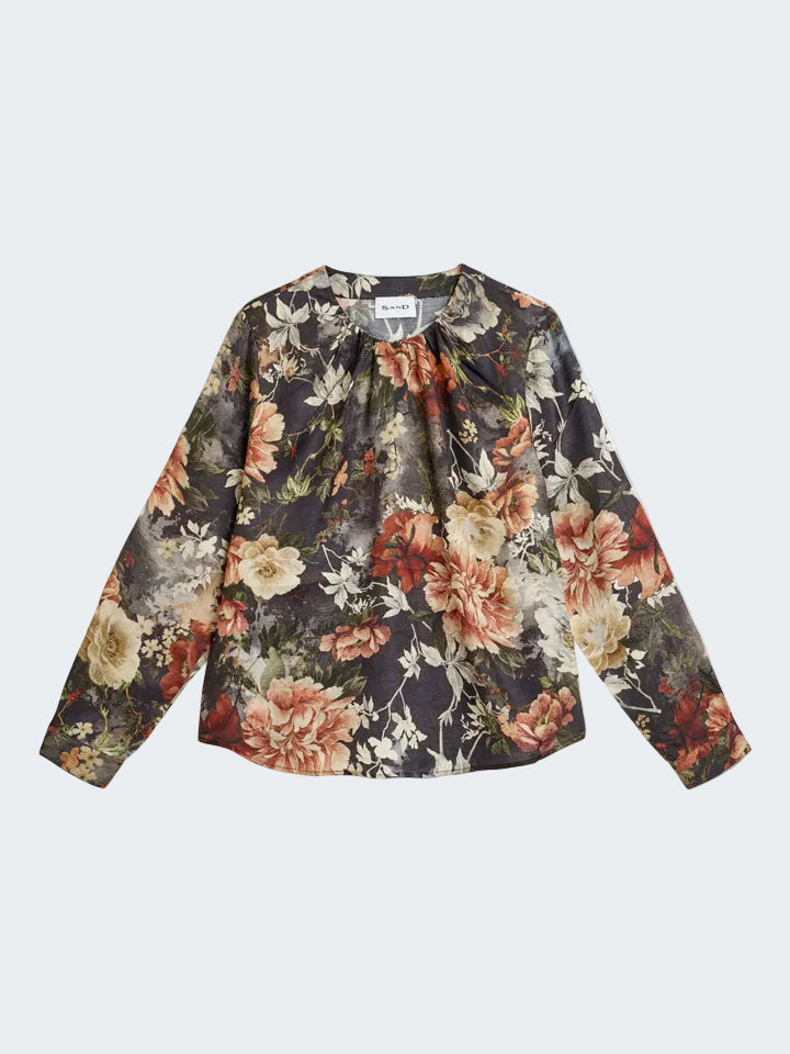 Silk Print Floral Blouse