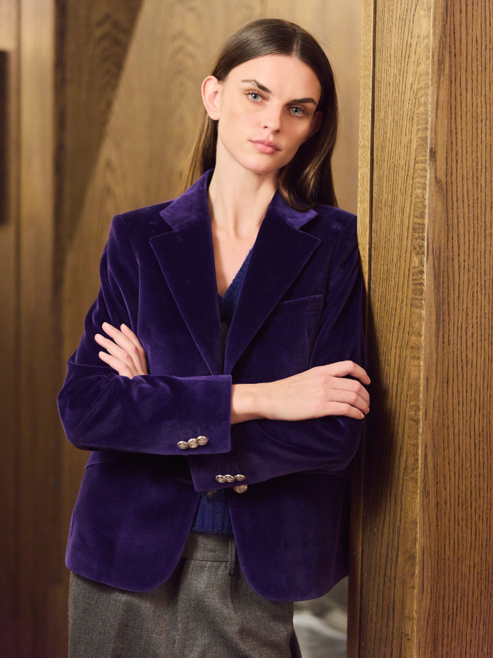 Velvet Notched Lapel Blazer