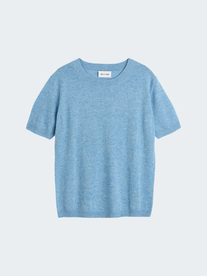Short Sleeve Sweater in Merino Wool with Alpaca