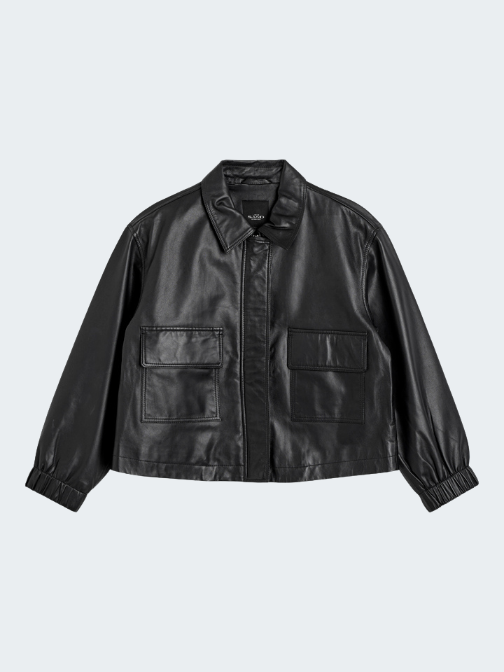 Cropped Boxy Jacket in Genuine Soft Leather