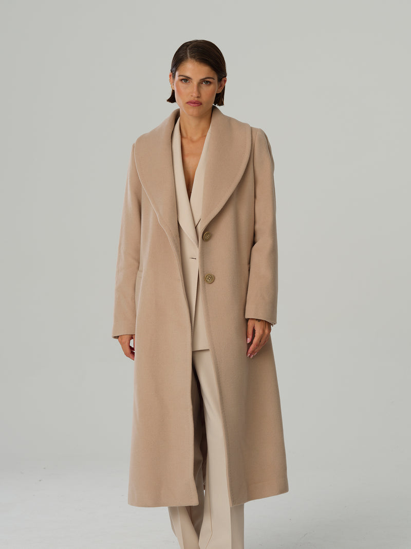 Cashmere Max Drap Clareta Shawl - Light Camel