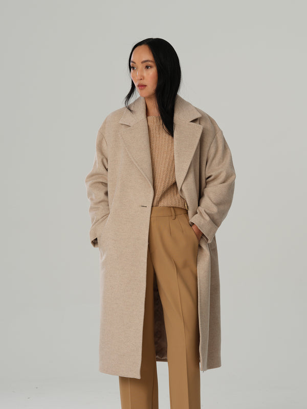 Cashmere Coat W Fiden - Champagne Beige