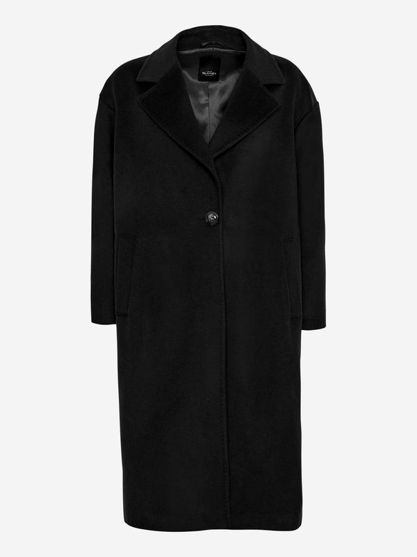 Cashmere Coat W Fiden - Ebony Black