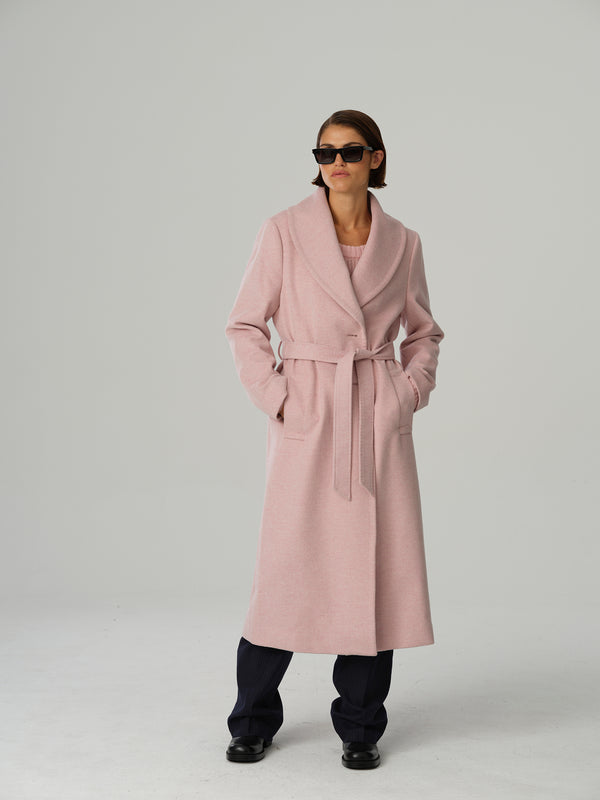 Cashmere Coat W Clareta Shawl - Rose