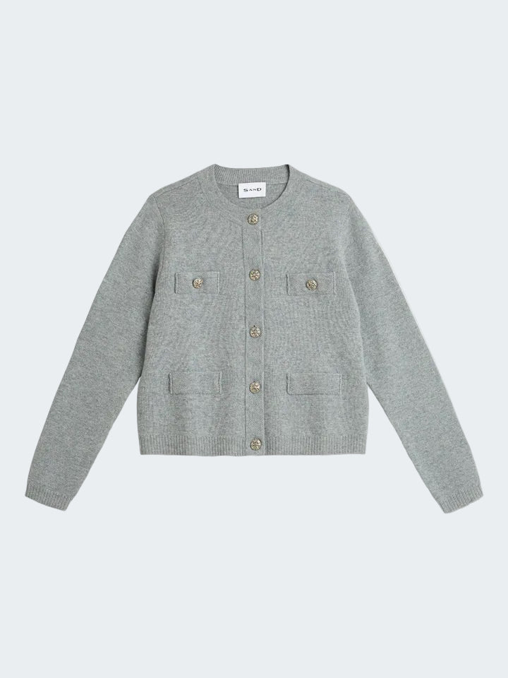 Gray cardigan with button details