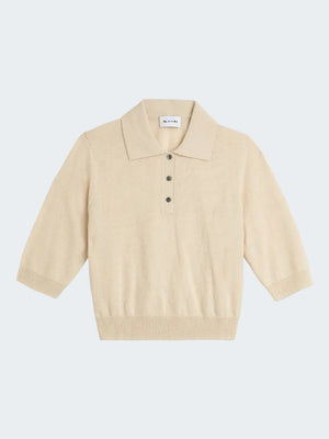 Short Sleeve Polo in Merino Wool with Alpaca