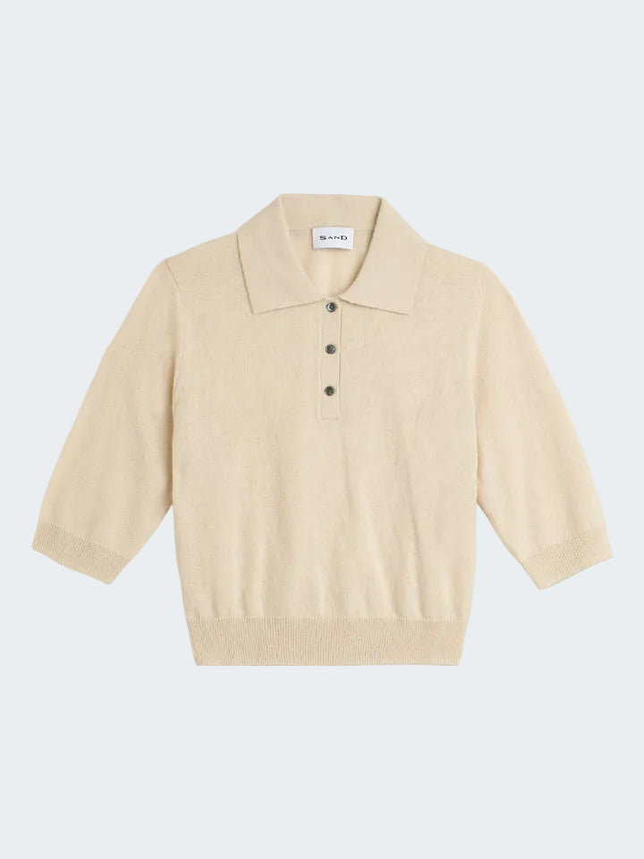 Short Sleeve Polo in Merino Wool with Alpaca