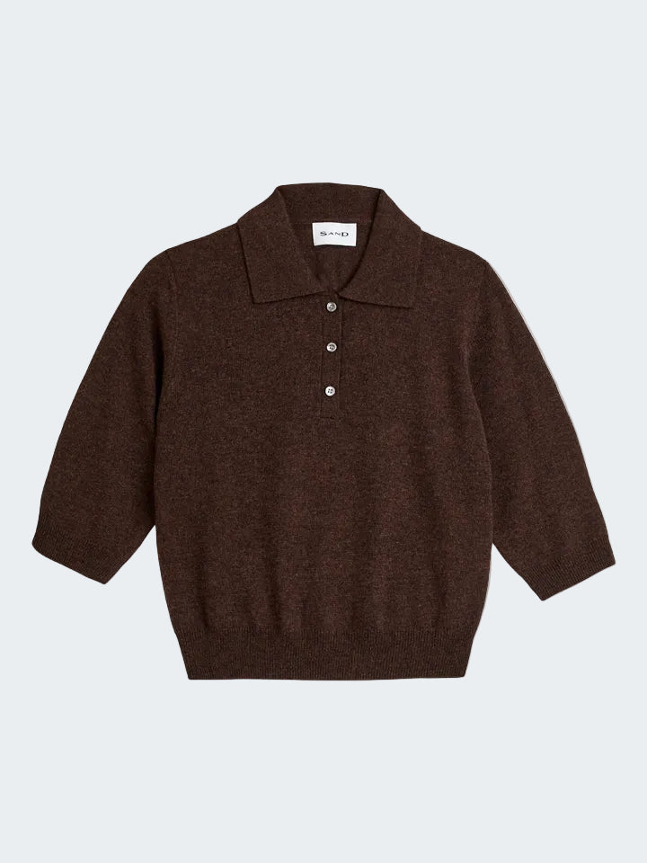 Short Sleeve Polo in Merino Wool with Alpaca