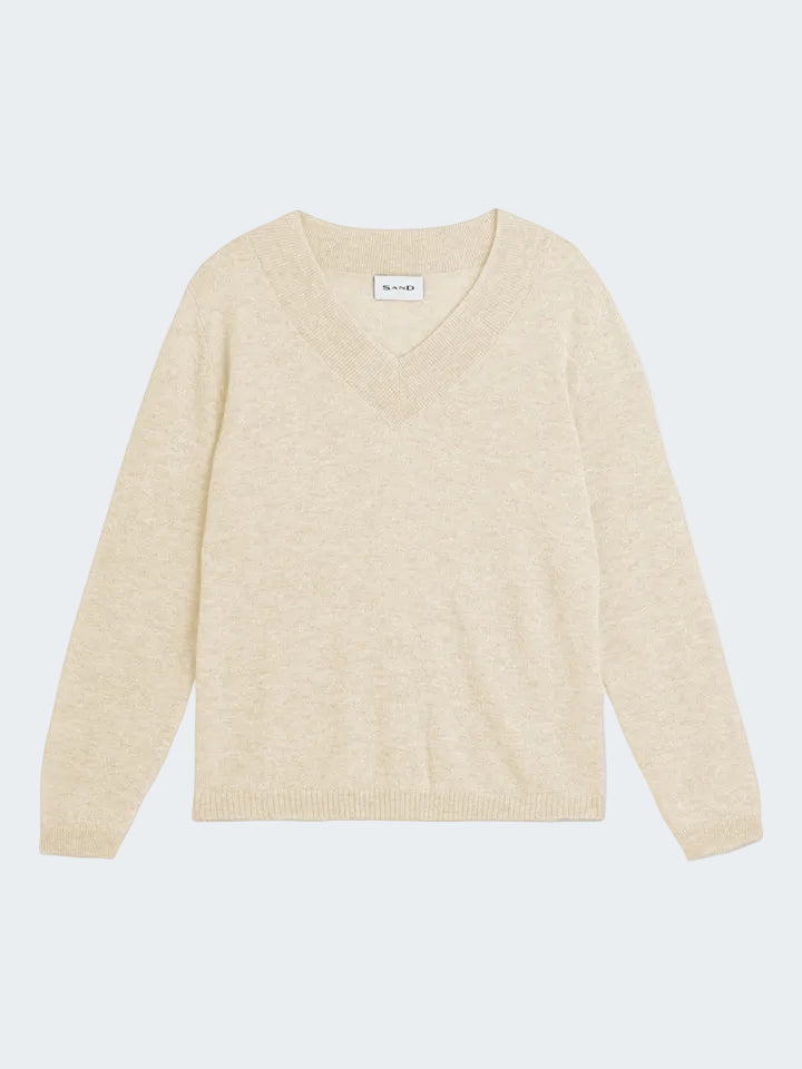 V-Neck Sweater in Merino Wool with Alpaca