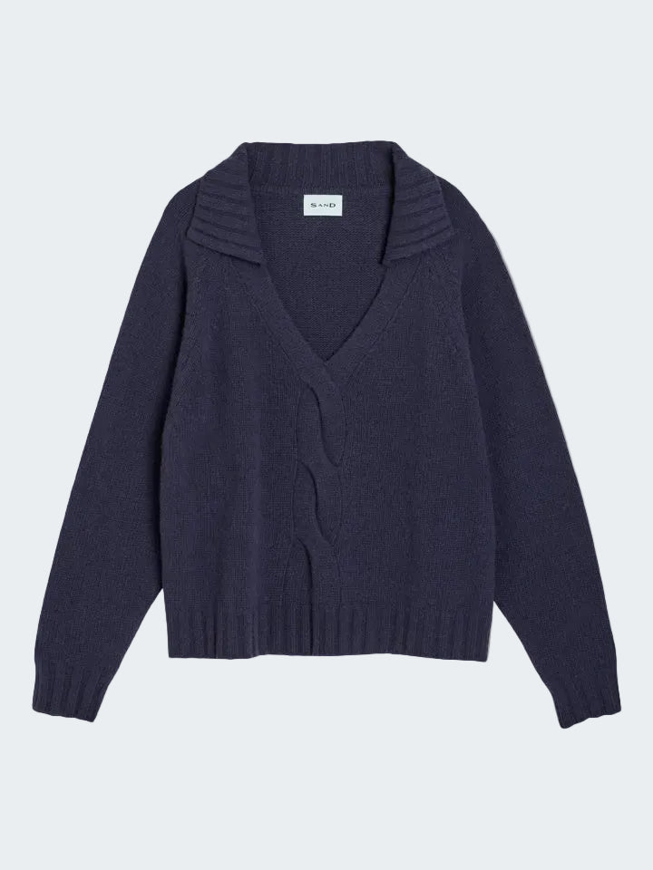 Open V-neck Cashmere Wool Sweater