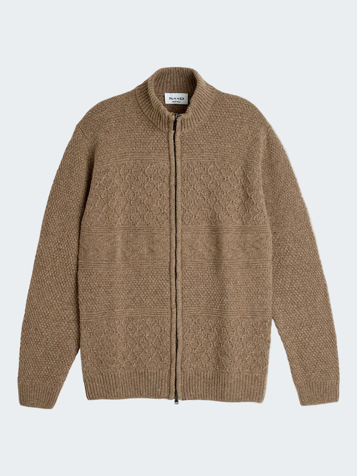 Wool zipped high neck sweater
