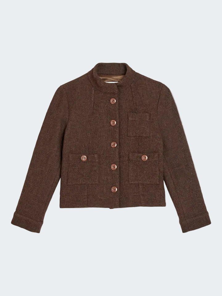Buttoned Boucle Stretch Jacket