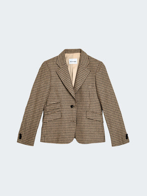 Houndstooth Wool Tailored Jacket