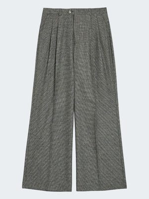 Micro Check Stretch Wide Trousers