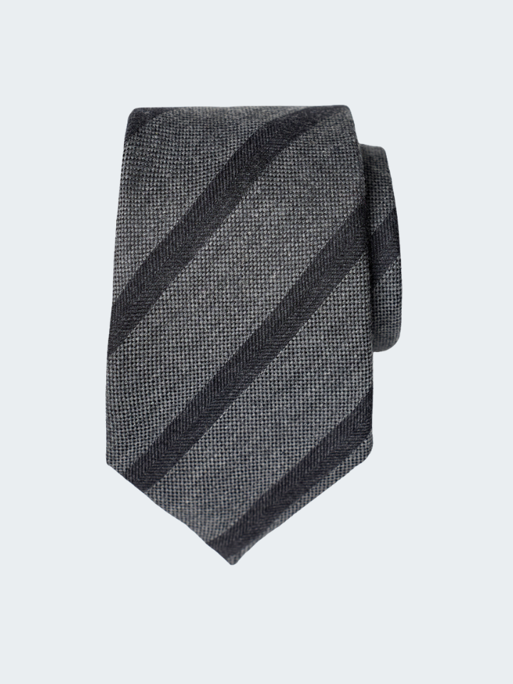 Stripe wool silk tie