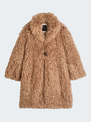 Long coat in fake fur
