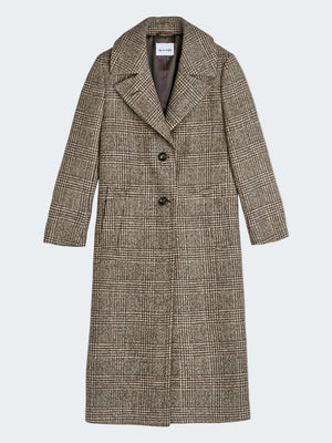 Retro Wool Check Long Coat