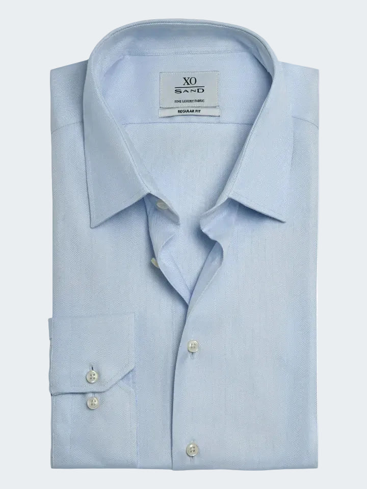 Cotton Twill Herringbone Shirt - Slim