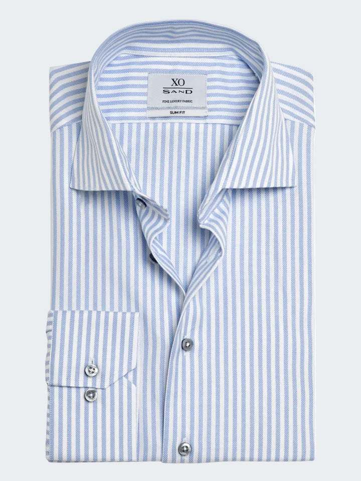 Cotton Twill Stripes Slim Shirt