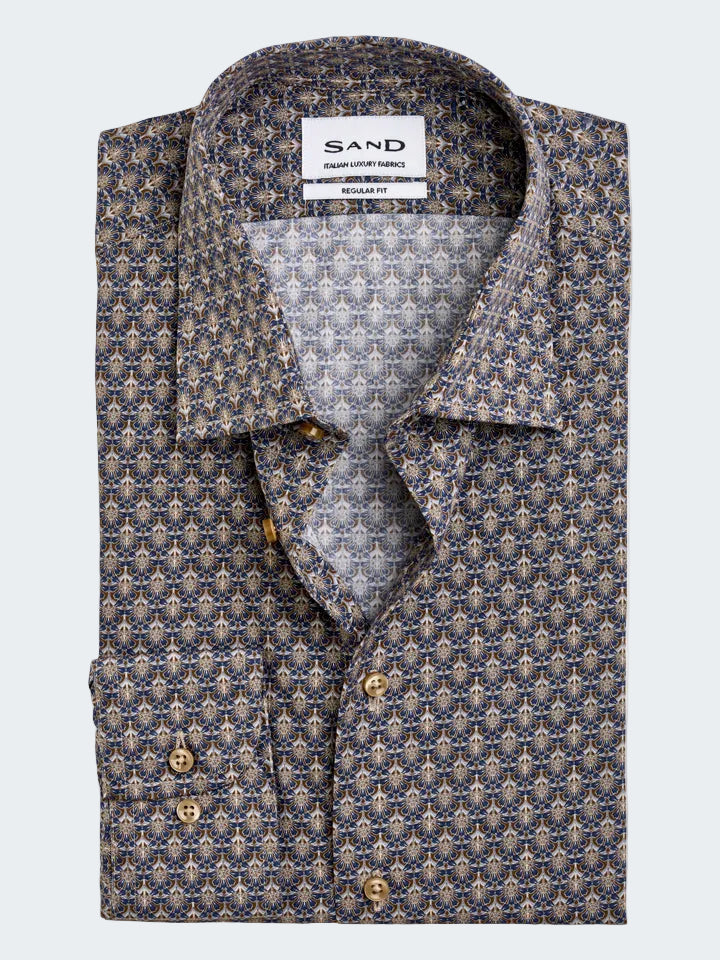 Cotton Poplin Printed Regular Shirt