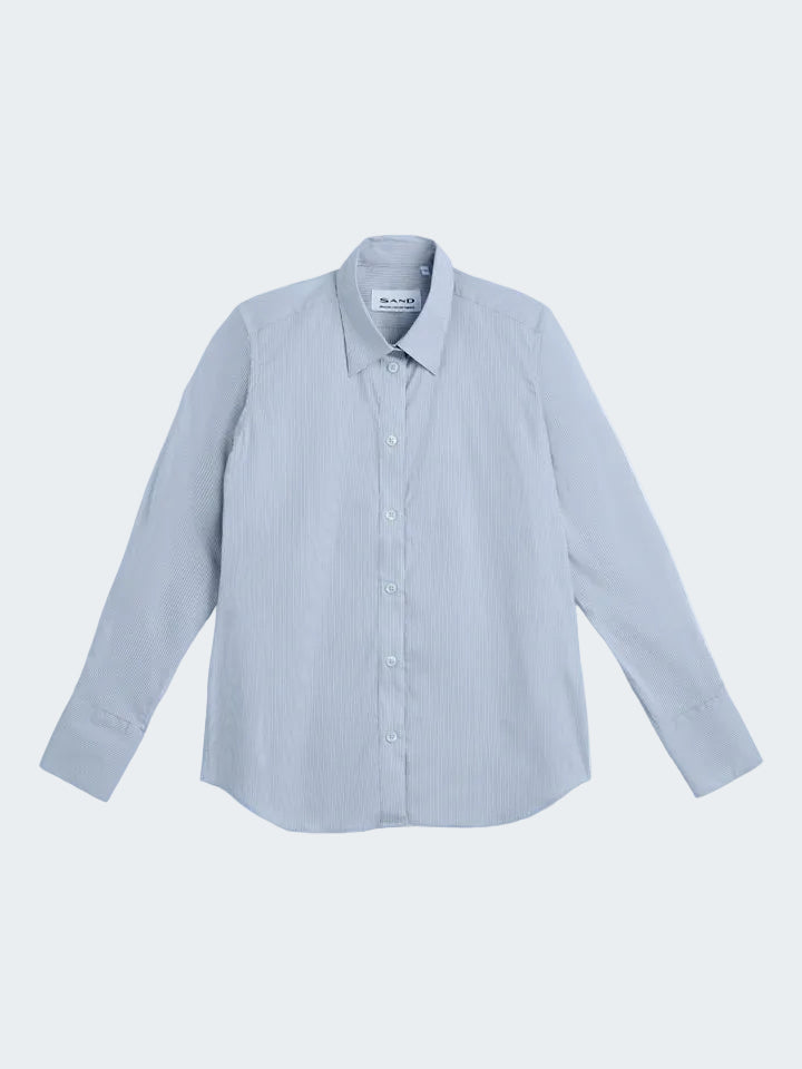 Shirt in Striped poplin with stretch
