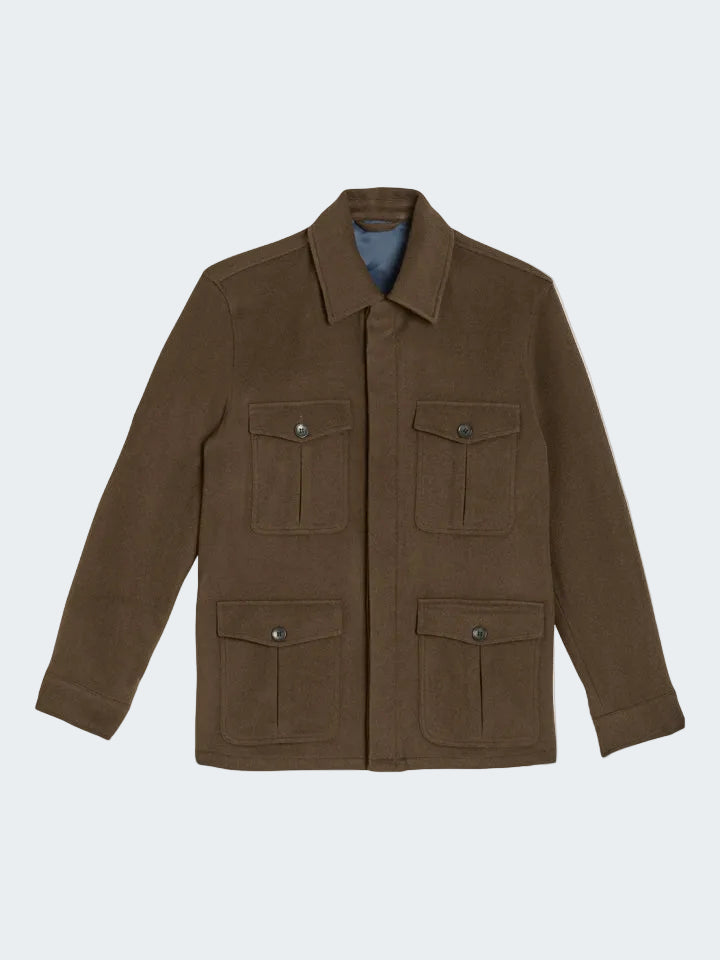 Light cashmere wool safari overshirt