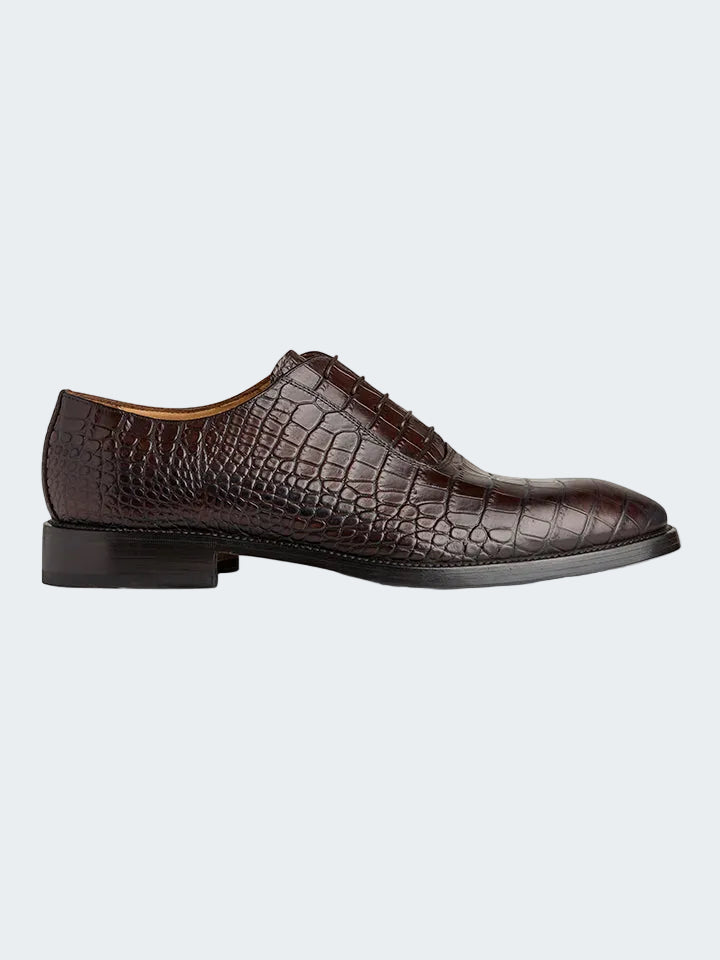 Croc textured leather oxford shoes