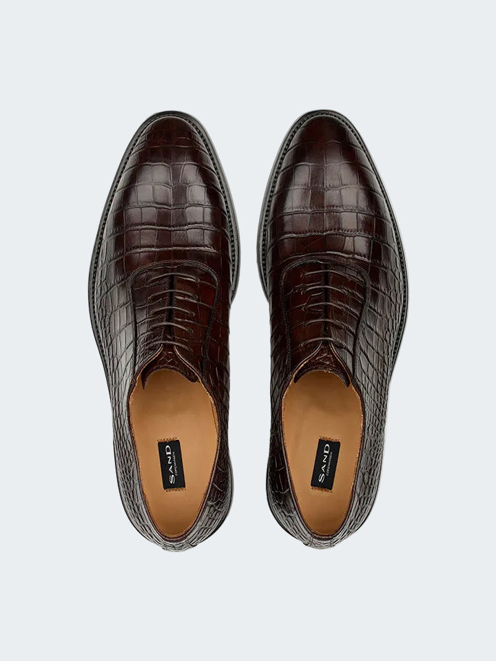 Croc textured leather oxford shoes