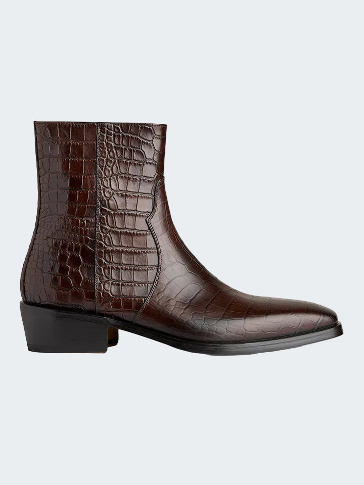 Croc Textured Ankle Boot