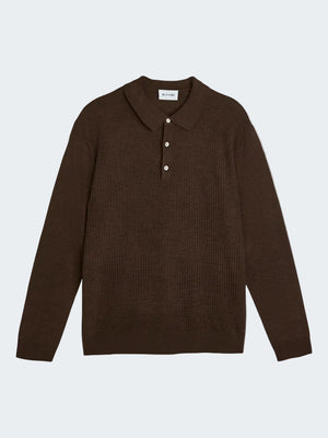 Extra fine merino wool long sleeve polo