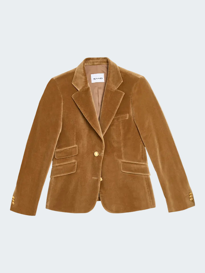 Velvet Notched Lapel Blazer
