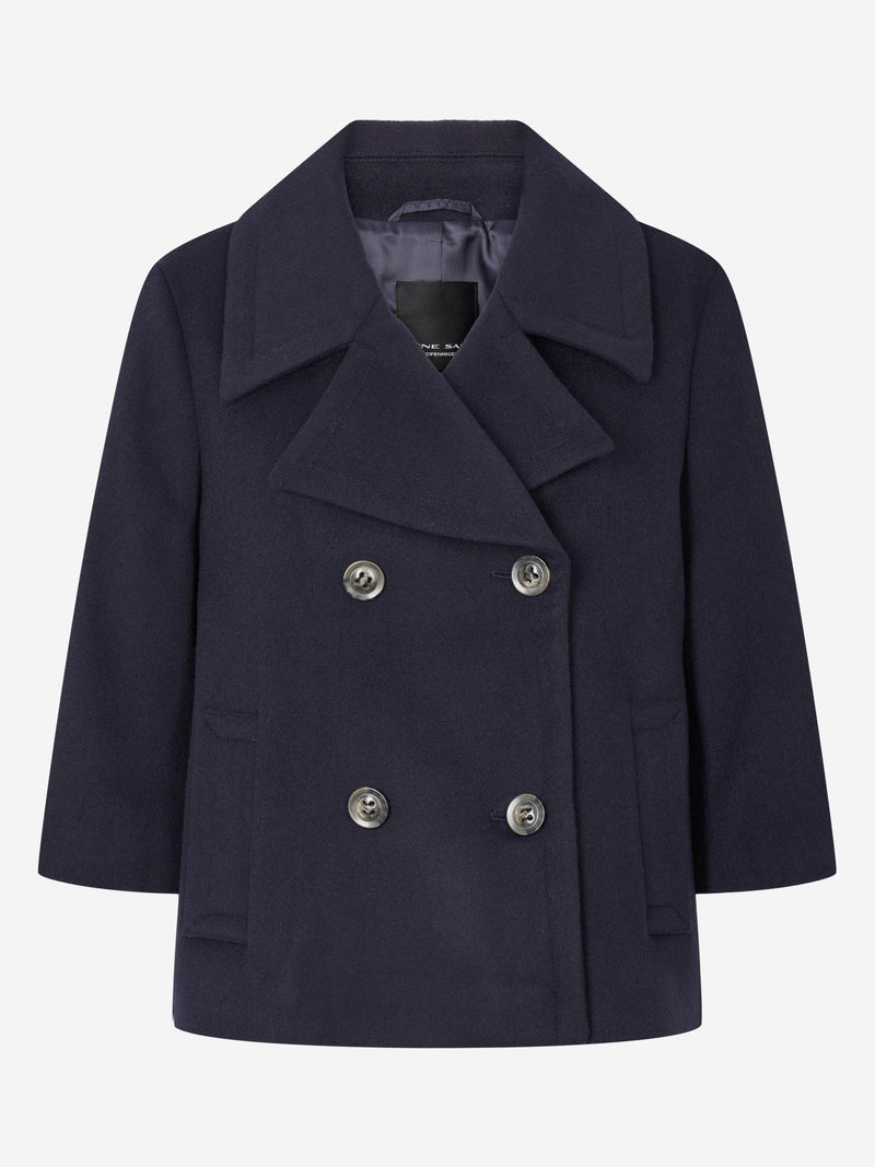 Cashmere Coat W Delwyn Short - Medium Blue