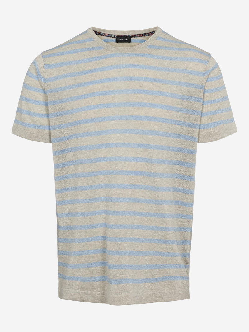 Linen Stripe T-Shirt - Blue